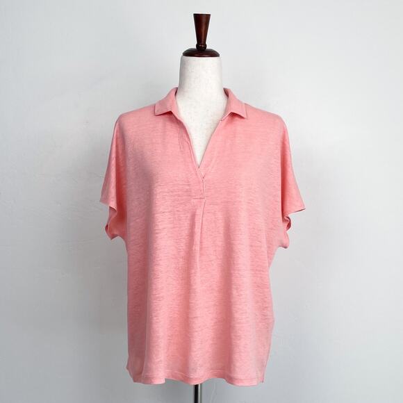 Chico's Soft Knit 100% Linen Easy Henley V-Neck Collar Top - Picture 2 of 8